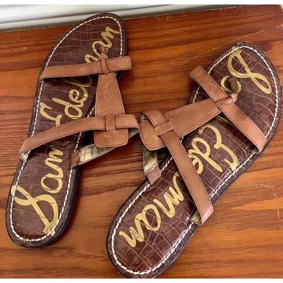 Sam Edelman Slip On Saddle Leather Womens Size 10 M Shoe Slide Sandal - Picture 2 of 4